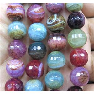 stripe agate bead, faceted round, mix color, approx 10mm dia [GA1241-10MM]