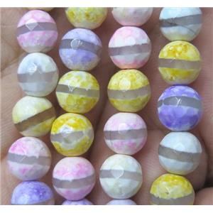 tibetan agate bead, faceted round, mix color, approx 6mm dia [GA1243-6MM]