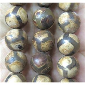 tibetan agate bead, round, coffee, approx 8mm dia [GA1245-8MM]