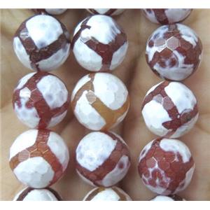 tibetan agate bead, faceted round, red, approx 10mm dia [GA1246-10MM]