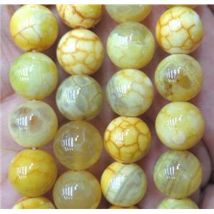 round yellow Fire Agate beads, approx 14mm dia [GA1255-14MM]
