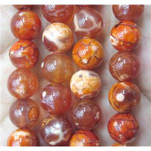 round red Fire Agate beads, approx 14mm dia [GA1256-14MM]