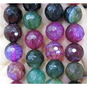 mixcolor agate beads, faceted round, approx 8mm dia [GA1274-8MM]