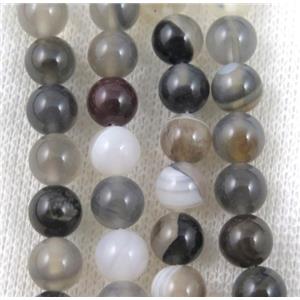 gray agate beads, round, approx 8mm dia [GA1289]