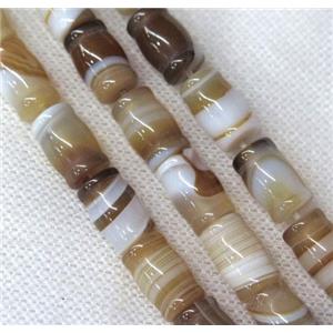 coffee stripe Agate beads, bamboo, approx 8x12mm [GA1292]