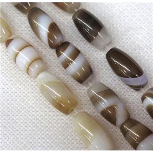 coffee stripe Agate barrel beads, approx 8x15mm [GA1295]