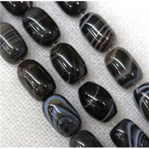 black stripe Agate barrel beads, approx 8x12mm [GA1298]