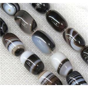 black stripe Agate barrel beads, approx 8x12mm [GA1299]