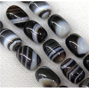black stripe Agate barrel beads, approx 10x13mm [GA1301]