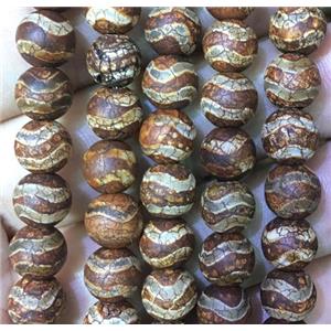 round tibetan agate beads, coffee, approx 12mm dia [GA1314-12MM]