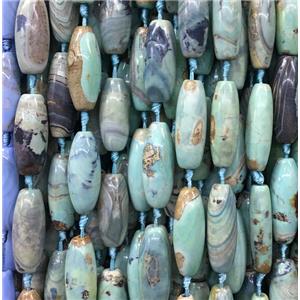 tibetan agate rice beads, turq, approx 13x40mm [GA1320]