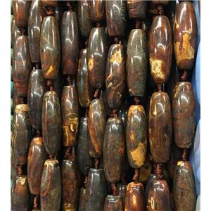 tibetan agate rice beads, coffee, approx 13x40mm [GA1322]