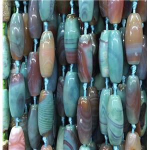 tibetan agate rice beads, blue, approx 13x40mm [GA1323]