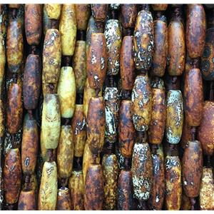 tibetan agate rice beads, coffee, approx 13x40mm [GA1324]