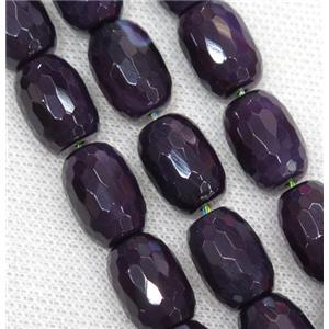 deep purple Agate beads, faceted barrel, approx 12x16mm, 24pcs per st [GA1330]
