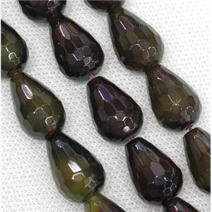 Agate beads, faceted teardrop, approx 14x20mm, 19pcs per st [GA1333]
