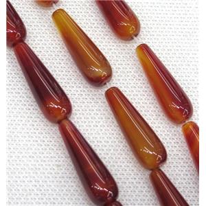 red Agate teardrop beads, approx 10x30mm, 13pcs per st [GA1347]