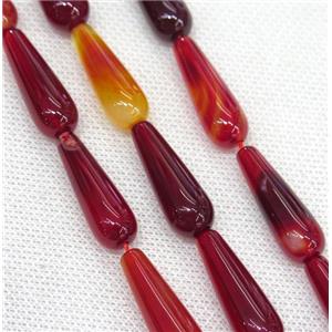 red Agate teardrop beads, approx 10x30mm, 13pcs per st [GA1349]