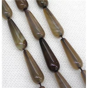 smoky Agate teardrop beads, approx 10x30mm, 13pcs per st [GA1350]