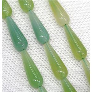 spring green Agate teardrop beads, approx 10x30mm, 13pcs per st [GA1351]