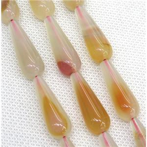 pink Agate teardrop beads, approx 10x30mm, 13pcs per st [GA1353]