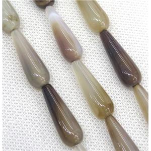 gray Agate teardrop beads, approx 10x30mm, 13pcs per st [GA1354]