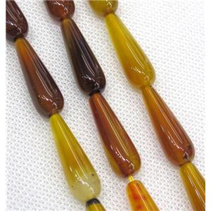 orange Agate teardrop beads, approx 10x30mm, 13pcs per st [GA1355]