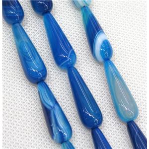 blue Agate teardrop beads, approx 10x30mm, 13pcs per st [GA1356]