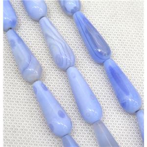blue Agate teardrop beads, approx 10x30mm, 13pcs per st [GA1357]
