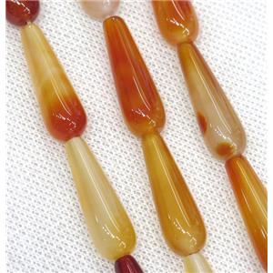 orange Agate teardrop beads, approx 10x30mm, 13pcs per st [GA1360]