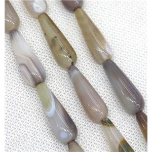 gray Agate teardrop beads, approx 10x30mm, 13pcs per st [GA1362]