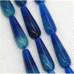 blue Agate teardrop beads, approx 10x30mm, 13pcs per st [GA1364]