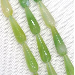 green Agate beads, faceted teardrop, approx 10x30mm, 13pcs per st [GA1373]