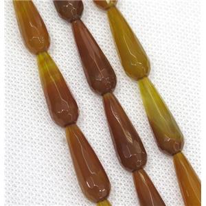 orange Agate beads, faceted teardrop, approx 10x30mm, 13pcs per st [GA1375]