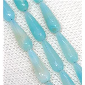 blue Agate beads, faceted teardrop, approx 10x30mm, 13pcs per st [GA1377]