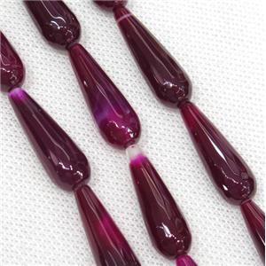 mauve Agate beads, faceted teardrop, approx 10x30mm, 13pcs per st [GA1381]