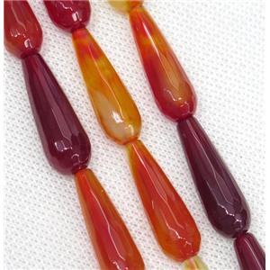 orange Agate beads, faceted teardrop, approx 10x30mm, 13pcs per st [GA1382]
