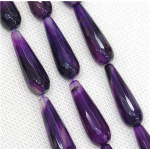 purple Agate beads, faceted teardrop, approx 10x30mm, 13pcs per st [GA1383]