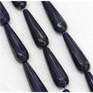darkpurple Agate beads, faceted teardrop, approx 10x30mm, 13pcs per st [GA1384]