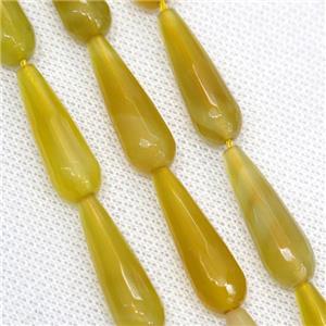 yellow Agate beads, faceted teardrop, approx 10x30mm, 13pcs per st [GA1385]
