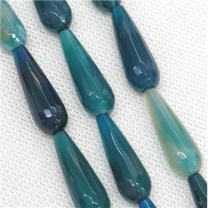 teal Agate beads, faceted teardrop, approx 10x30mm, 13pcs per st [GA1387]