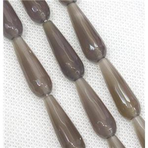 gray Agate beads, faceted teardrop, approx 10x30mm, 13pcs per st [GA1389]