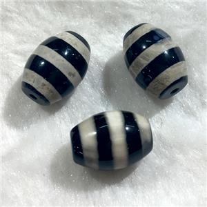 black tibetan style agate beads, oval, approx 10x14mm [GA1412]