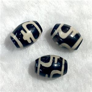 black tibetan style agate beads, oval, approx 10x14mm [GA1416]