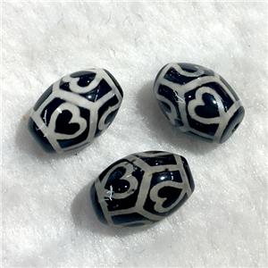 black tibetan style agate beads, oval, approx 10x14mm [GA1418]
