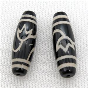 black tibetan style agate beads, oval, approx 10-40mm [GA1423]