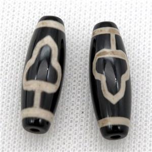 black tibetan style agate beads, oval, approx 10-40mm [GA1424]