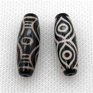 black tibetan style agate beads, oval, approx 10-40mm [GA1425]