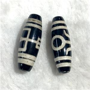 black tibetan style agate beads, oval, approx 10-40mm [GA1427]