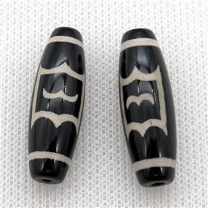 black tibetan style agate beads, oval, approx 10-40mm [GA1428]